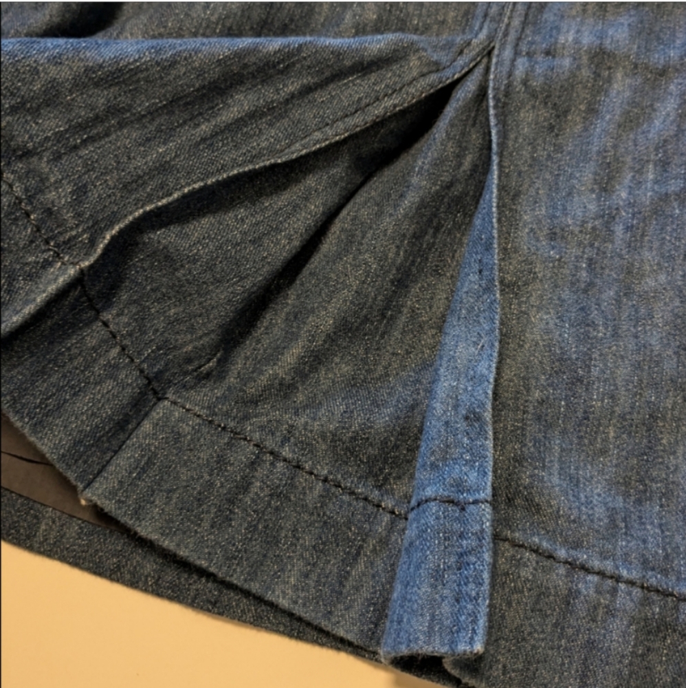 💙 Akris Punto Blue Denim A-Line Cotton Mini Skirt w/ Front Pleat, US 12 - Picture 12 of 12